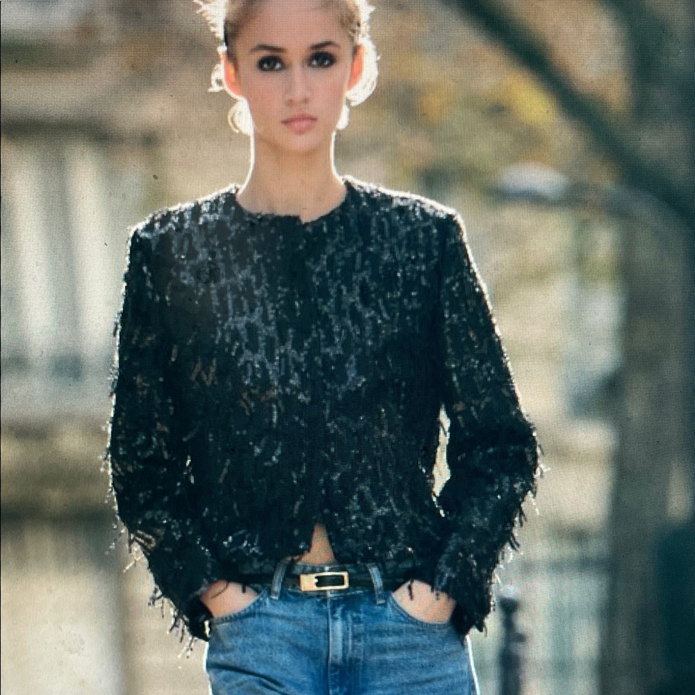 Zara Black dangle Sequin knit blazer- new and stunning